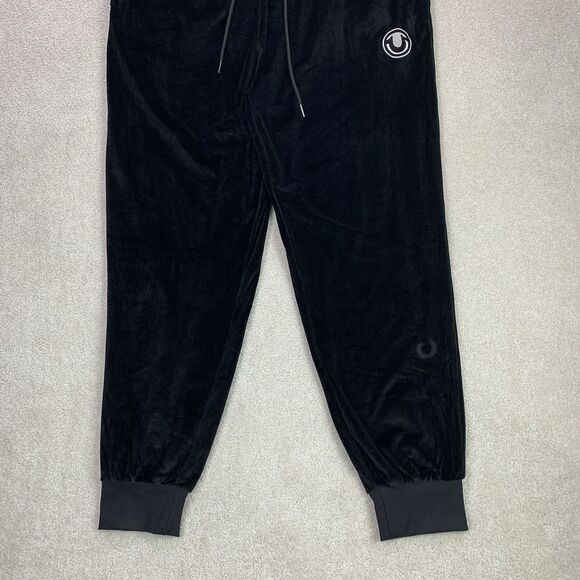 True Religion Black Velour Jogger Pants XL Drawstring Waist - Picture 4 of 14